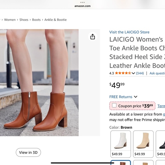 Women’s pointed toe ankle booties - Picture 2 of 6